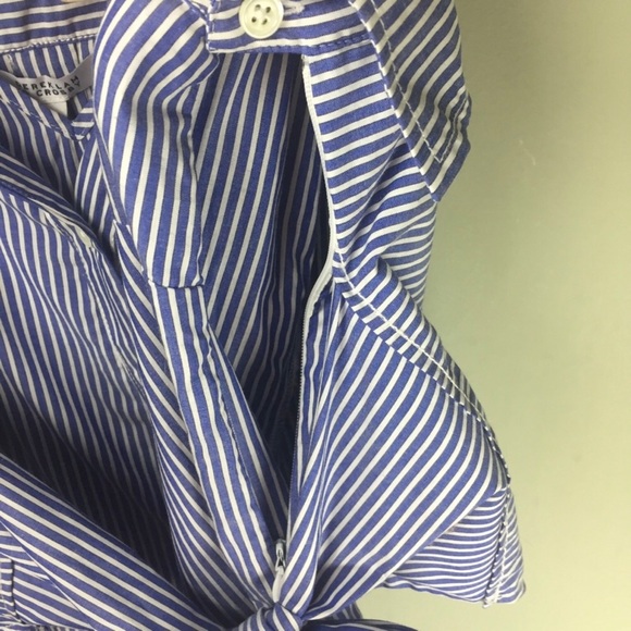 NWT Derek Lam Deconstructed Striped Tie Front Blue Cotton Shirt Dress Size 8 - Picture 13 of 14
